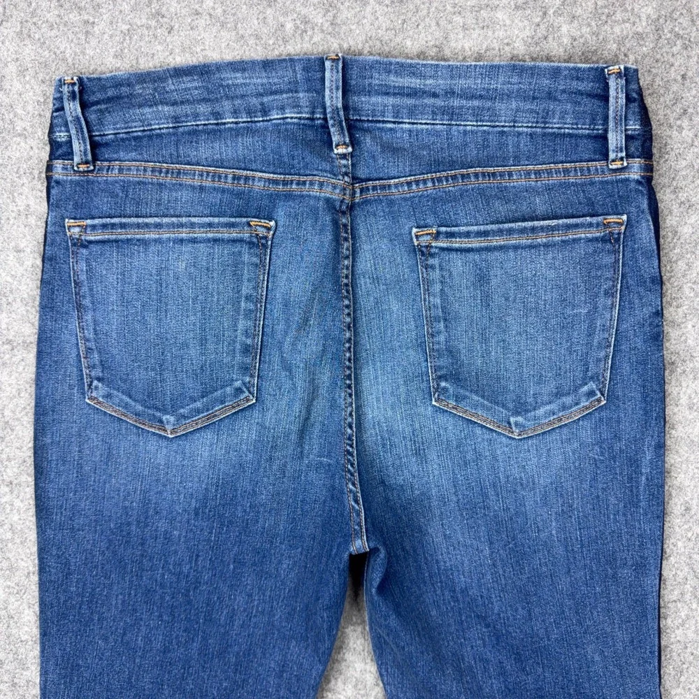 FRAME Jeans Women 32 Blue Le Crop Mini Boot High Rise Stripe Stretch Denim Pants